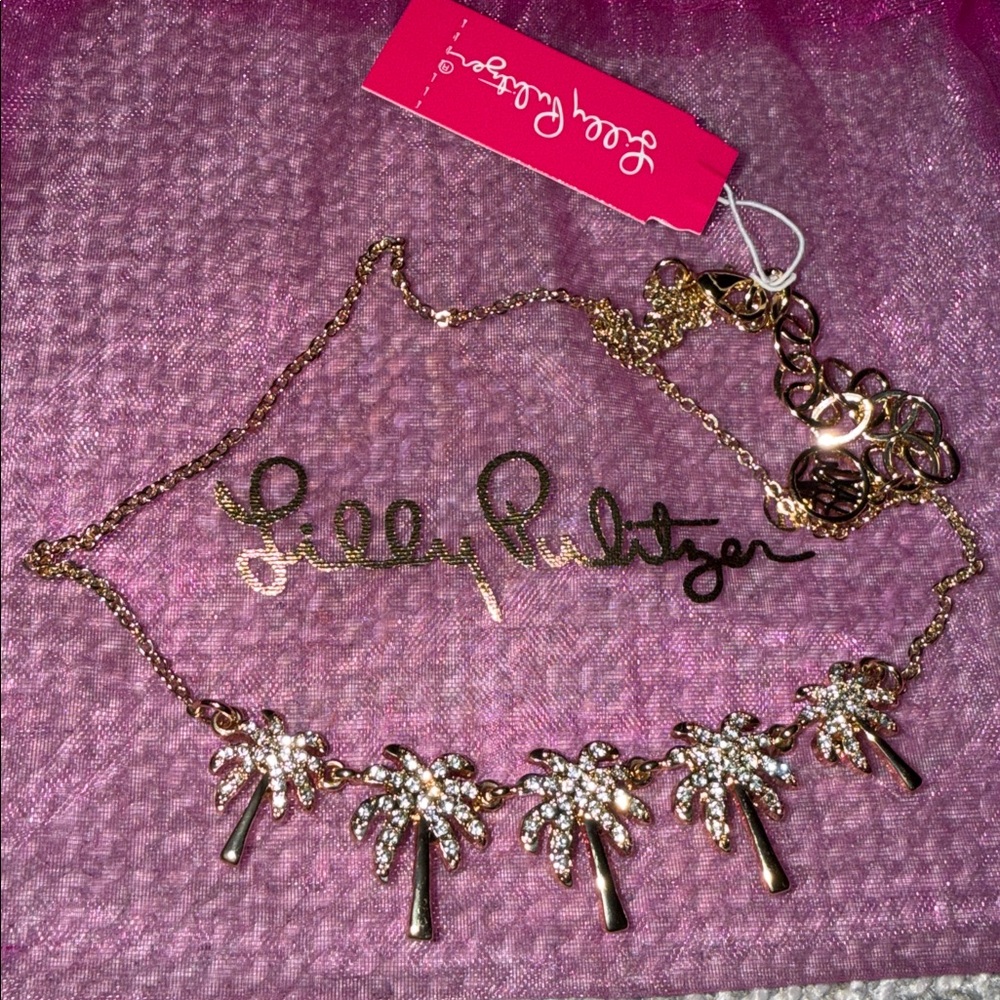 Lilly Pulitzer Gold Palm Tree Necklace NWT - Picture 4 of 4